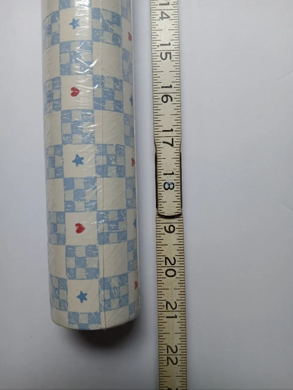 Vtg Eisenhart Double Roll Americana Blue Checkered Gingham W/ Stars And Hearts